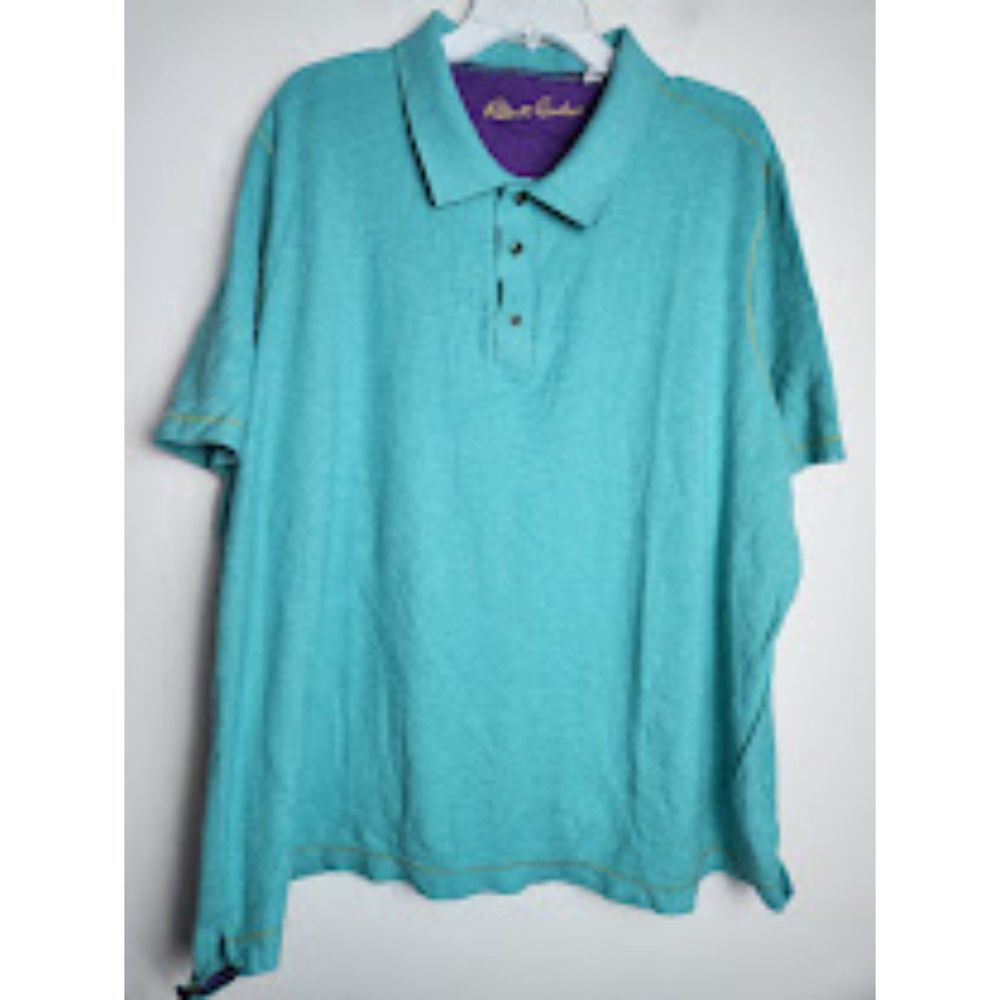 Robert Graham Men Blue Modal/Cotton Short Sleeve Polo Shirt size 3XL
